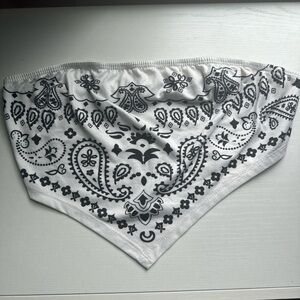 size S, bandana crop top, black and white!